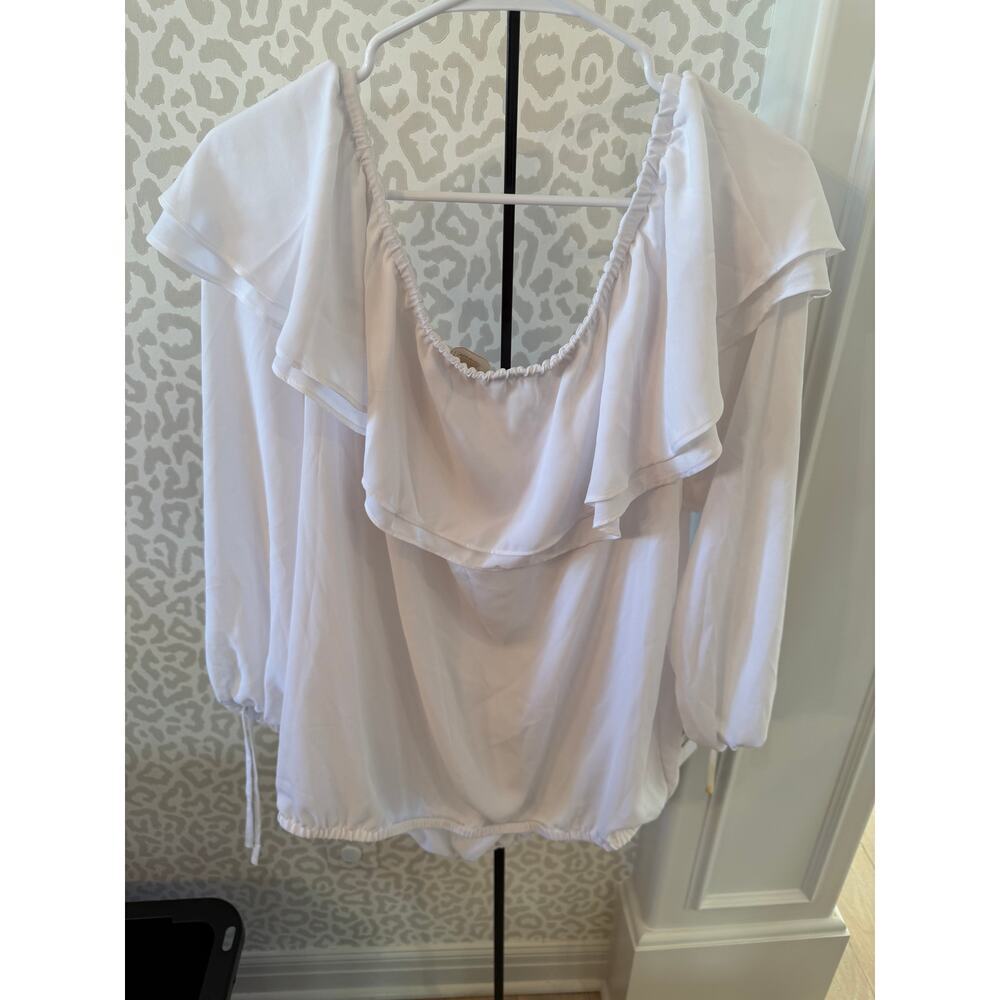 Michael Kors Women's White Ruffled Off-the-shoulder Blouse Top Plus Size 1X - Picture 4 of 6